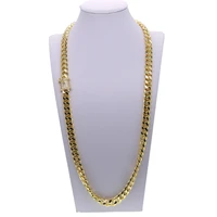 24 28 golden hip hop bling mens jewelry wide cuban link chain miami pave cz chain boy men cool iced out chain necklace