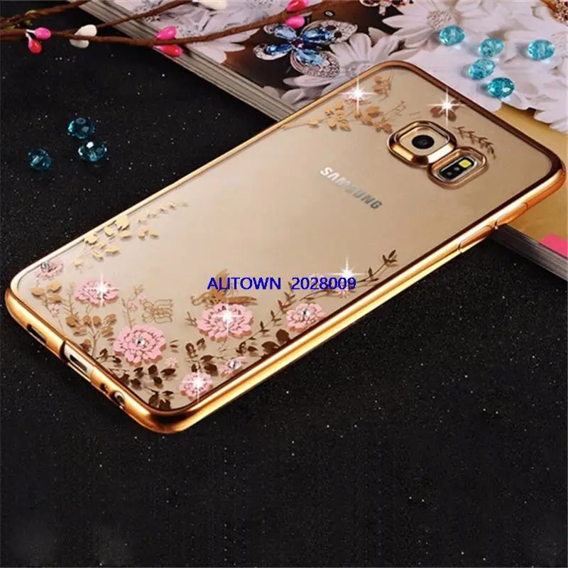 500 ШТ. Цветок Гальванических диаманта bling ясно мягкий чехол tpu для samsung galaxy s7 edge g9350