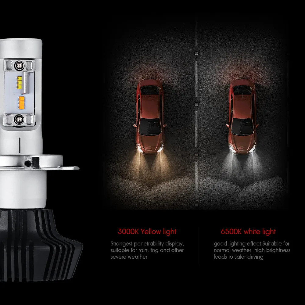 Oslamp H4 H13(Подол короче спереди и длиннее сзади) ЛУЧ H7 H11 9005 9006 с переключением между дальним и 50 Вт светодиодный автомобилей головной светильник лампы Противотуманные фары Светильник лампы цвет: желтый, белый светильник 3000K 6500K