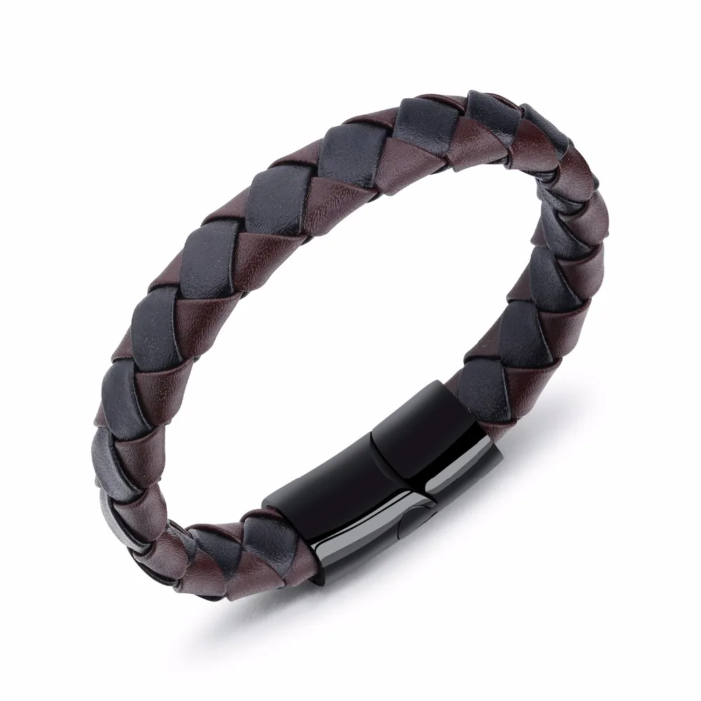 2017 Винтаж ручной плетеный кожаный браслет Для мужчин Jewelry Нержавеющая сталь в