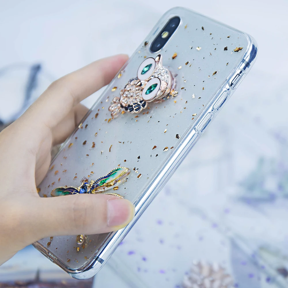 Ascromy для iPhone XR чехол блестящий цветок бант лошадь Сова прозрачный мягкий 8 Plus XS Max
