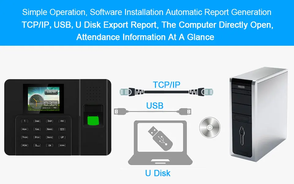 Eseye TCP/IP USB сканер отпечатков пальцев система времени Биометрические часы Функция считыватель работник для офиса компании