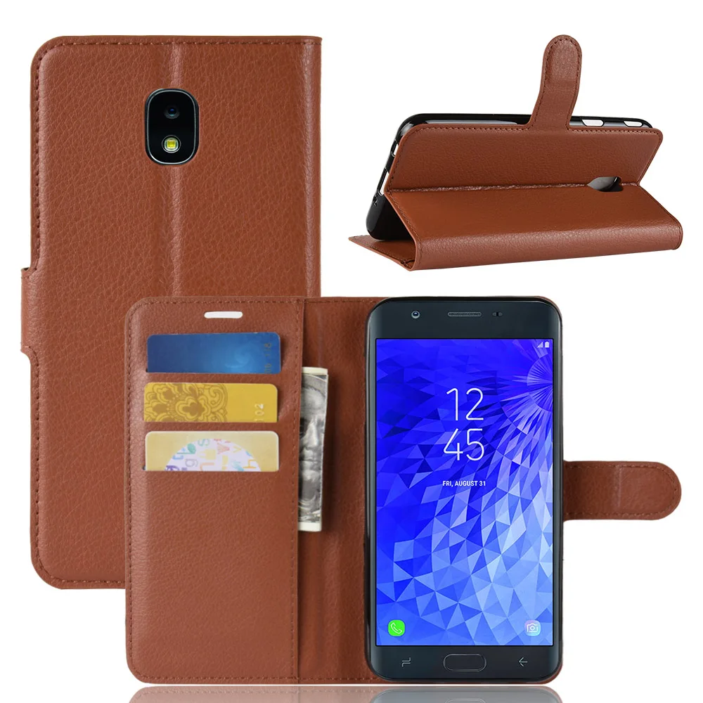 Роскошный кожаный чехол-книжка baisxst для Samsung J7 2018 с подставкой чехол-портмоне