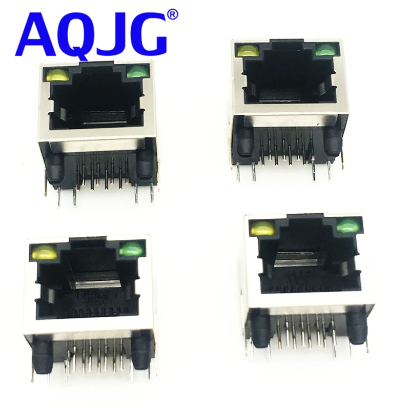 

100 шт./лот медная розетка RJ45 с лампой с 56 гнездами для ламп, Сетевая розетка 8p8c, экранированная розетка AQJG