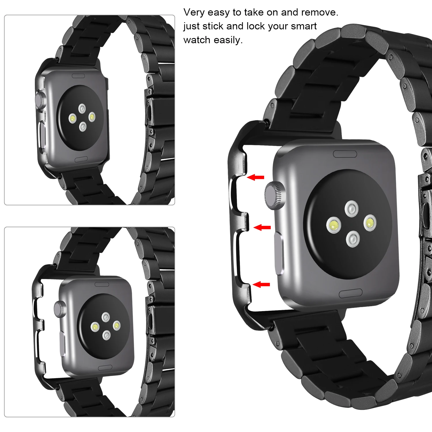 Ремешок для часов JANSIN из нержавеющей стали с защитным чехлом для Apple Watch 38 мм 42 мм 40 мм 44 мм серия 4 3 2 1 металлический сменный ремешок