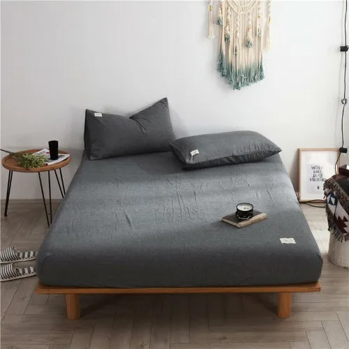 fitted sheet 5 3 шт. хлопок простыня с резинкой постельное белье льняные простыни серый зеленый синий наматрасник один двойной русский размер 160x200 см - Цвет: fitted sheet 5