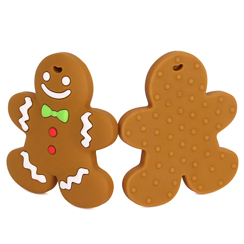 

Chenkai 50PCS BPA Free Silicone Ginger Cookies Teether DIY Baby Shower Pacifier Dummy Teething Pendant Nursing Jewelry Toy