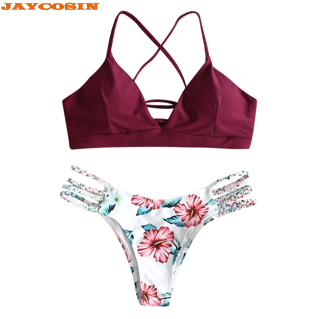 JAYCOSIN женские летние модные сексуальные купальники с пуш-ап цветами пляжная