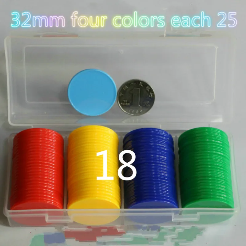 100Pcs/set Foreign Trade New Products Hot Poker Chips Coin Plastic Coin Game Currency Multicolor Can Match Color 32mm