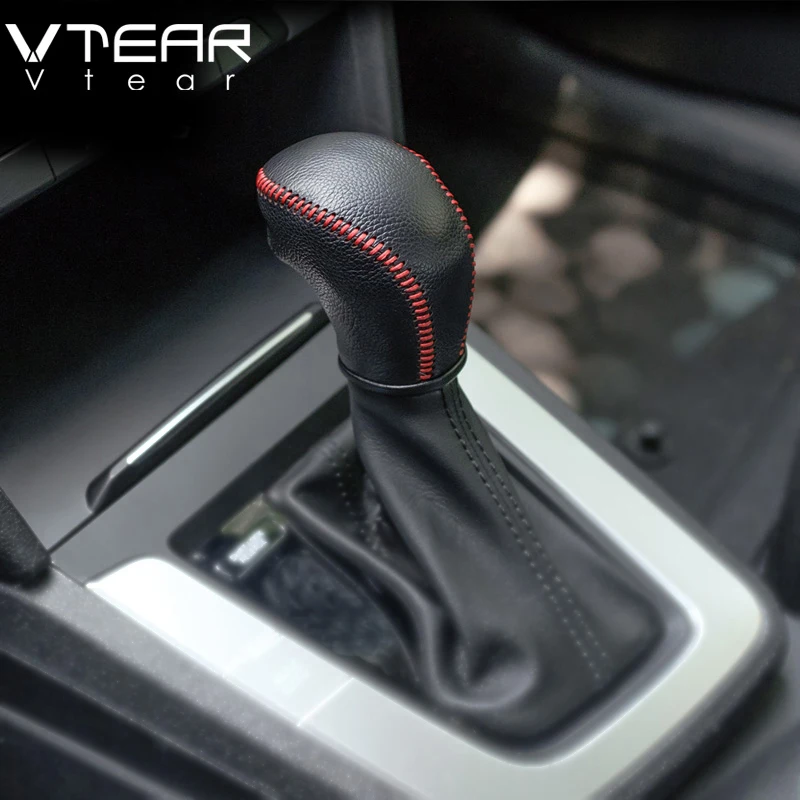 Рычаг переключения передач Vtear для Ford Focus 2 MK2 из искусственной кожи, рукоятки ручного тормоза, рычаг переключения передач для автомобиля, аксессуары ручной работы