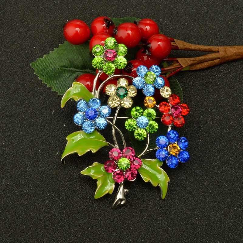 Новинка 2019 красивый яркий хрустальный цветок брошь булавка в виде букета Дешевые