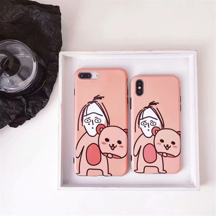 Cartoon Bear Phone Cases For iPhone 6 6S Plus Animal Cute Pink Soft TPU Back Cover 7 8 X Coque Funda |