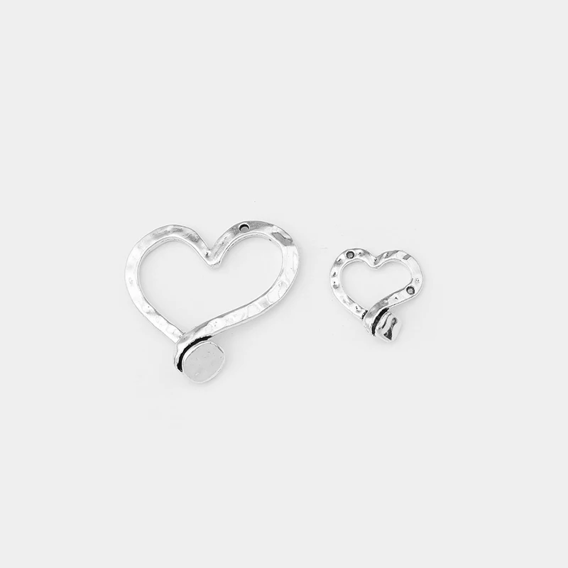 1 упаковка античные серебряные цветные вбитые открытые подвески в форме сердца