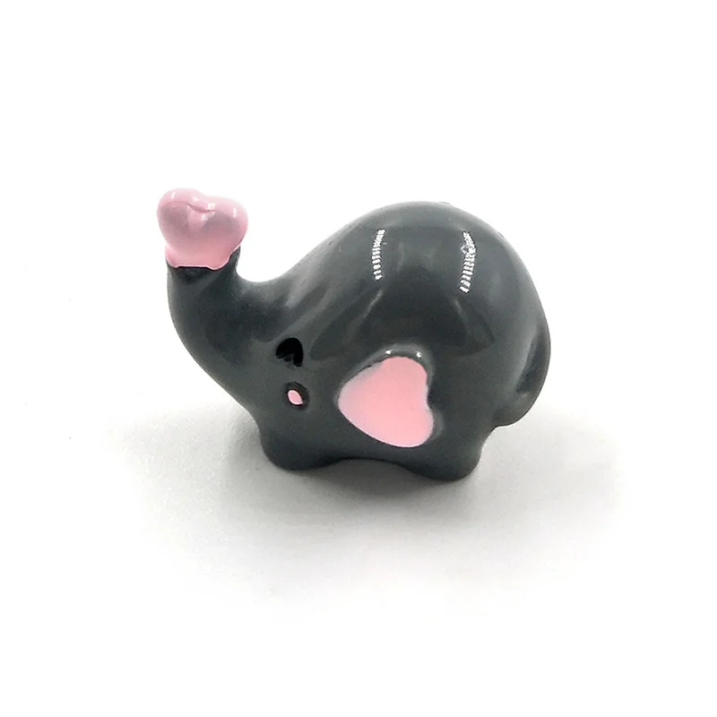 Миниатюрная мультяшная фигурка Love Elephant розовый синий серый белый декор мини