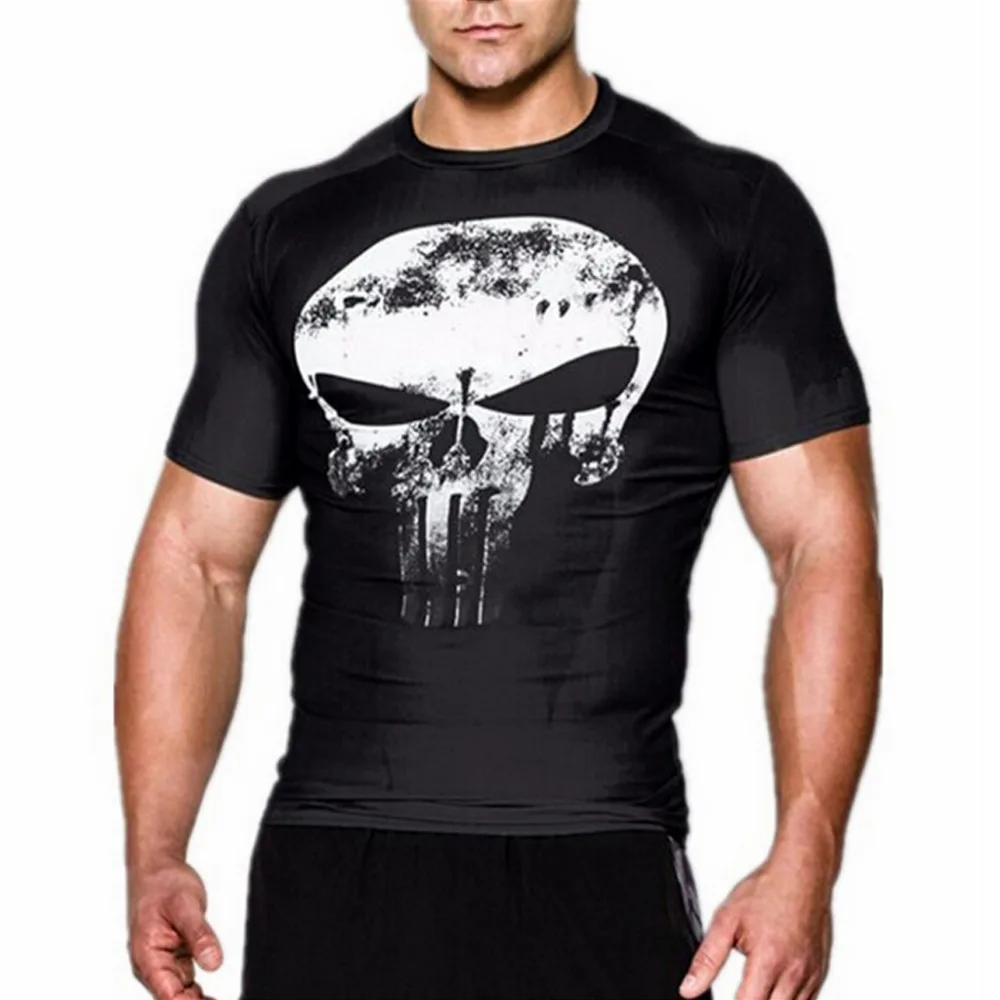 2016 Мужчина Футболка Каратель Череп Мужская Мода Печати ХИП ХОП Стиль Лето Майка