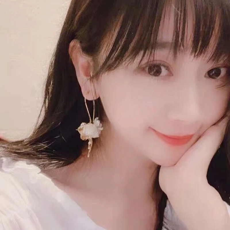MENGJIQIAO, корейское Новое поступление, ручная работа, цветок, жемчуг, кисточка, висячие серьги для женщин, Ретро стиль, модные хрустальные серьги, ювелирные изделия