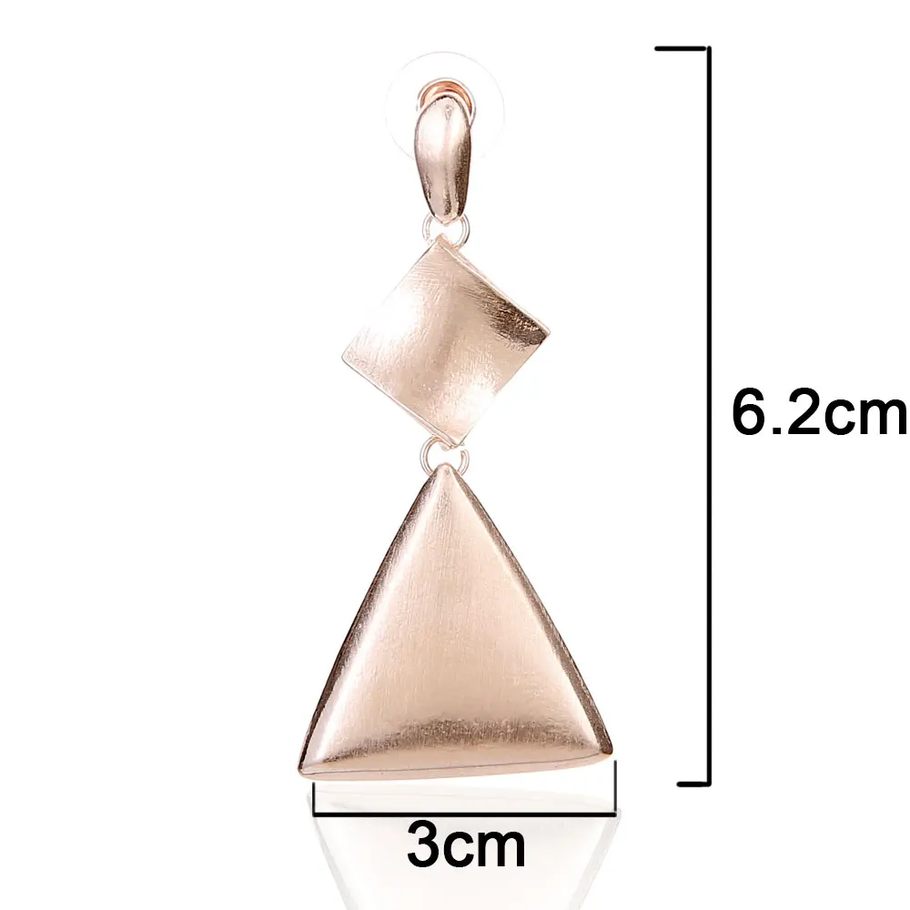 Женские Треугольные Серьги подвески большие сережки цвета розового золота с