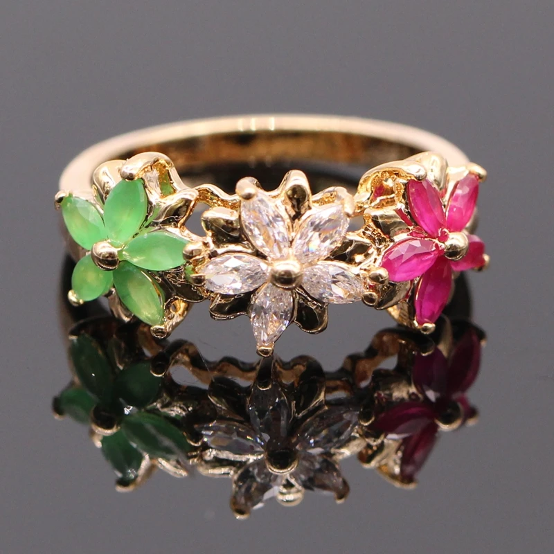 JINYAO красивая Роза Золотая инкрустация цветы кубический циркон цветок Свадебная