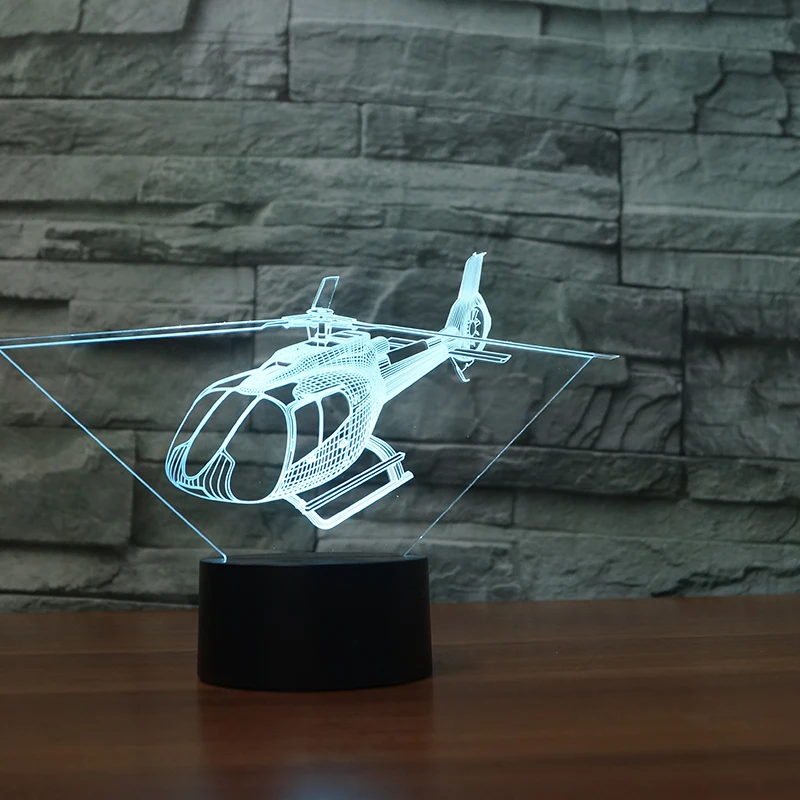 3D ночник Helicopt с сенсорной кнопкой светодиодный светильник для самолета
