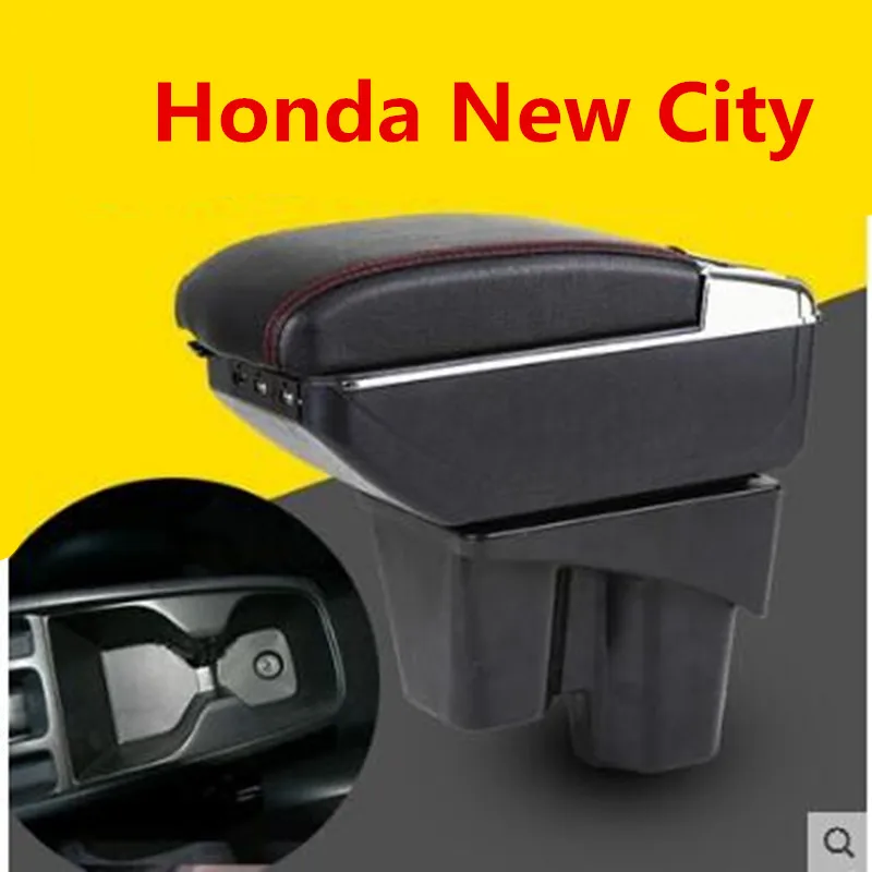 Для Honda New City подлокотник коробка центральный магазин содержание коробка для хранения с подстаканником пепельница USB интерфейс продукты
