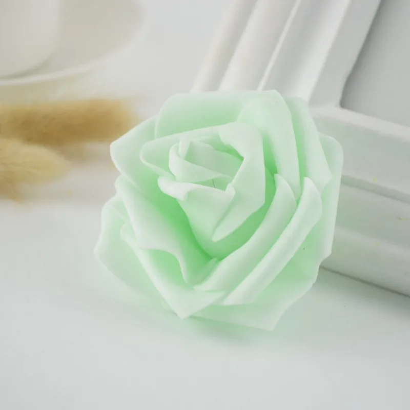 light green 100 шт. Искусственные цветы Новогоднее Рождество для дома Свадебные украшения Аксессуары diy рукоделие Подарочная коробка 7 см шелк Пена розы - Цвет: light green