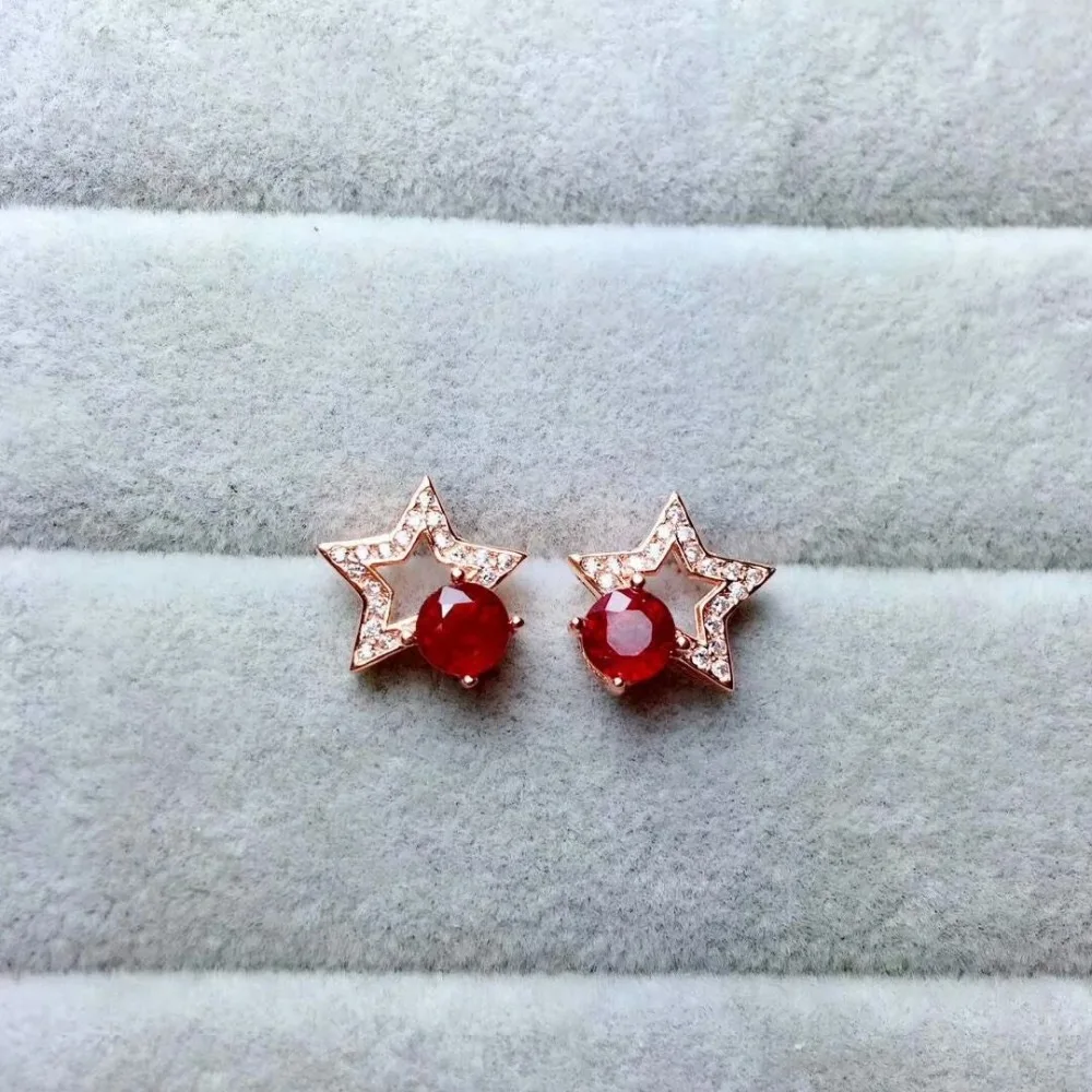 Женские серьги shilovem из натурального драгоценного камня голубь кровь