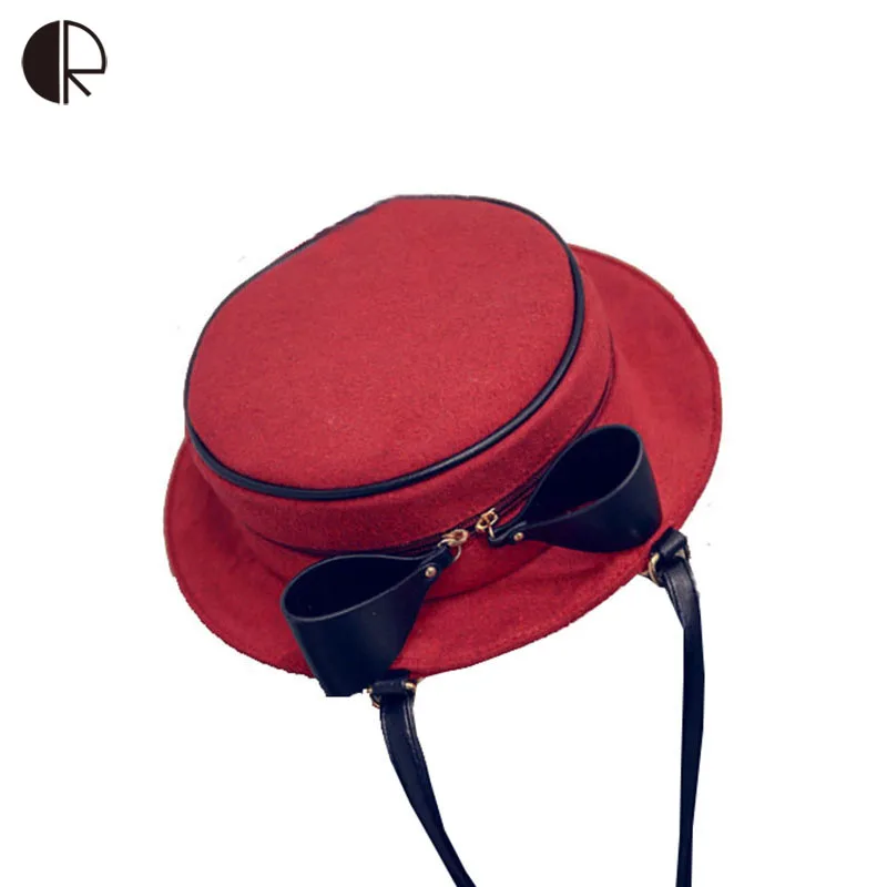 Новые Моды для Женщин Круглый Фланели Hat Личности Плеча Сумку Crossbody Сумки