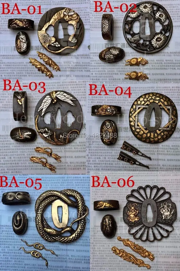 Высококачественный японский латунный меч KOSHIRAE аксессуары для катаны (TSUBA + FUCHI