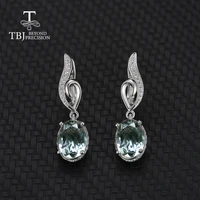 tbjnatural green amethyst oval 79mm earring gemstone 925 sterling silver fine jewelry simple design best valentine for woman