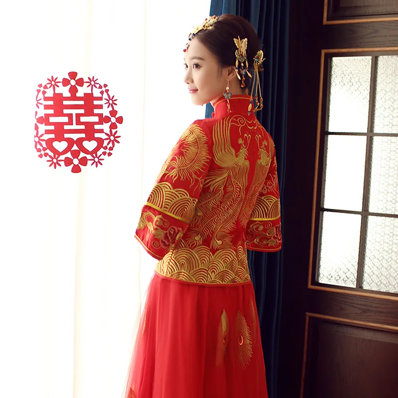 Модное современное китайское свадебное платье Qipao Китайские Восточные платья
