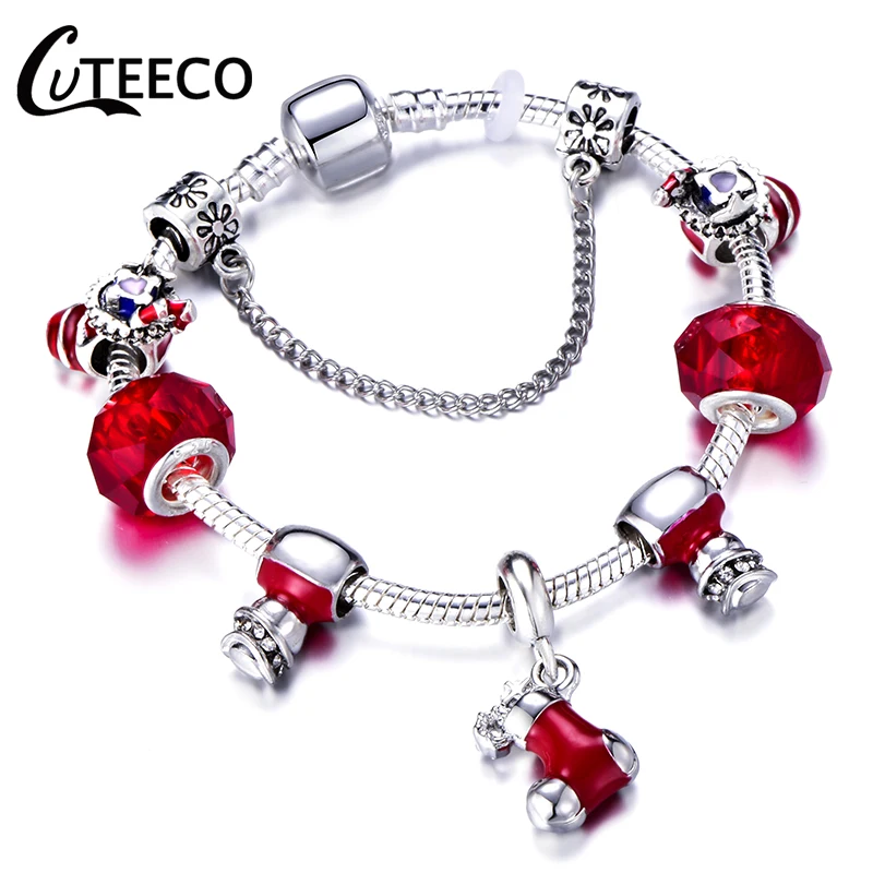 CUTEECO 5 стилей рождественские очаровательные браслеты для женщин европейские Новые Подвески с изображением снеговика подходит для брендовых браслетов ювелирные изделия Прямая поставка