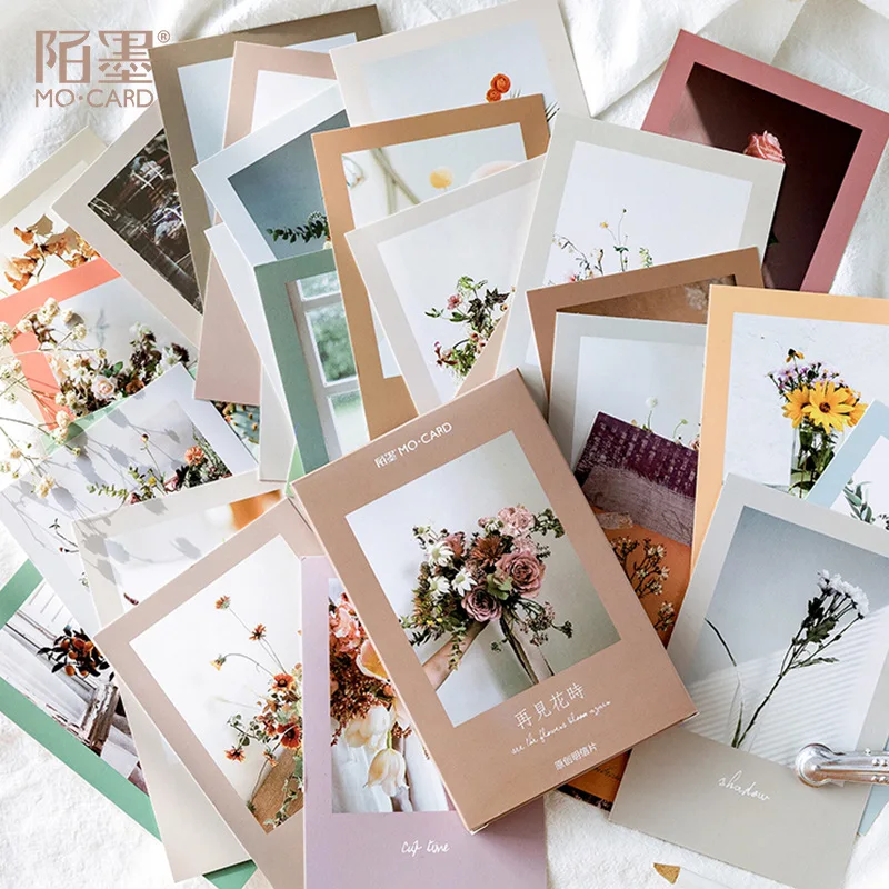 30 шт./упак. Подарочная открытка с цветами винтажная надписью на день рождения