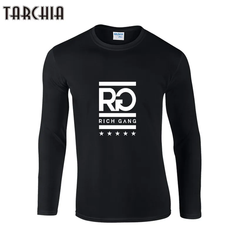 

Футболка TARCHIA мужская с длинным рукавом, хлопок, модная повседневная тенниска с принтом «богатые парни», 2022