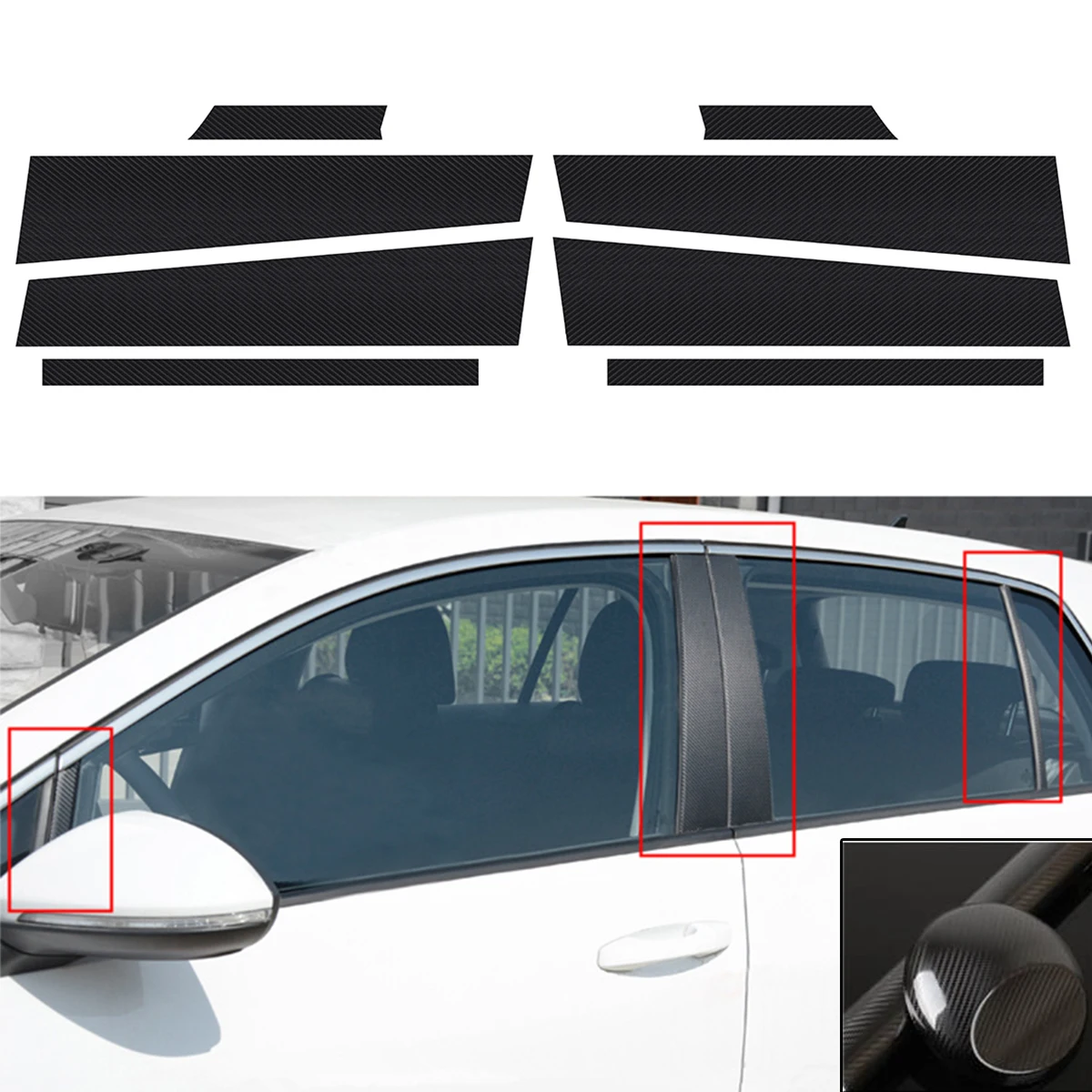 5D 3D/5D для Volkswagen для VW MK7 Golf 7 аксессуары из углеродного волокна стиль авто оконная рама ABC столб пленка наклейка наклейки отделка - Название цвета: 5D