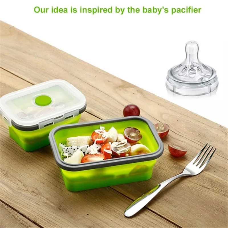 Удобный складной силиконовый Ланч бокс для пикника контейнер хранения еды с