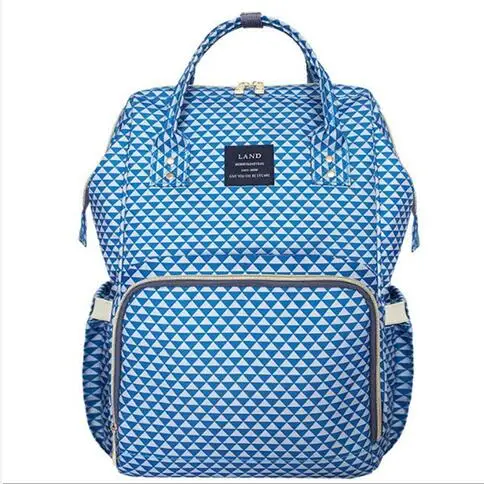 Blue plaid Аутентичные сумки для подгузников для мам, большой дорожный рюкзак для подгузников с защитой от потери на молнии, сумки для кормления детей, дропшиппинг - Цвет: Blue plaid