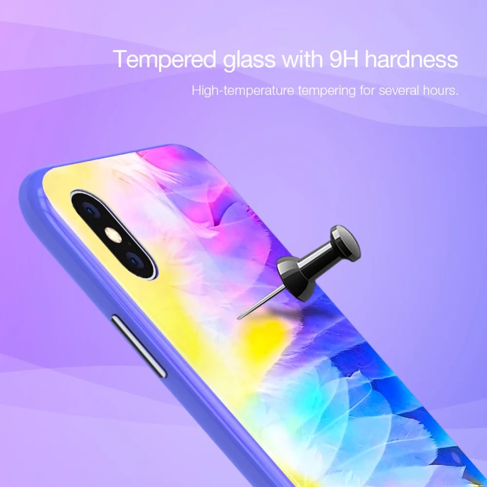 Nillkin for iPhone XS Max Case Luxury Cover Tempered Glass + PC Shadow Ombre Phone For Back Shockproof |