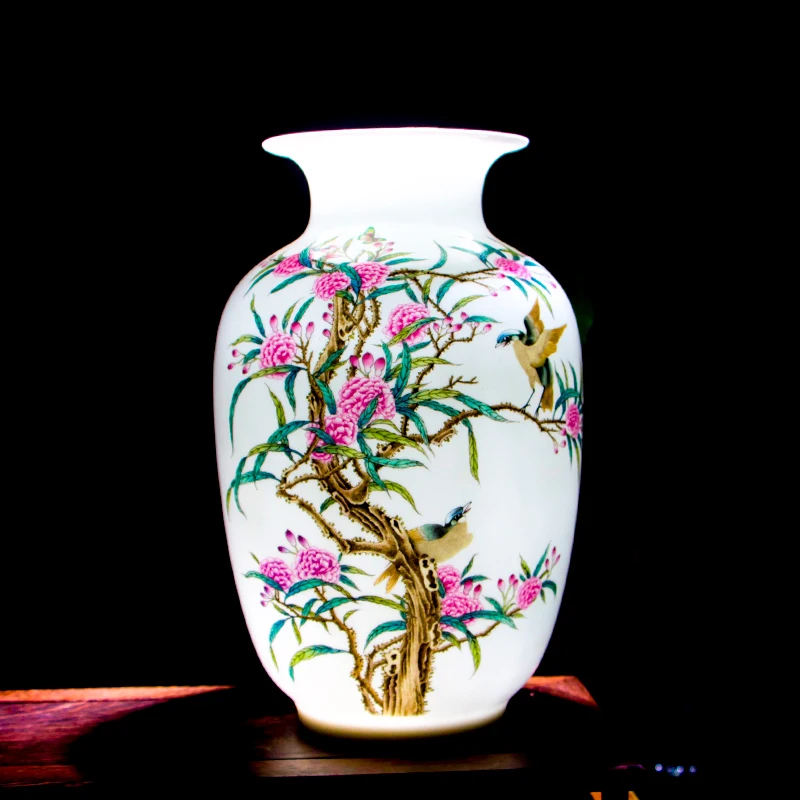 Цзиндэчжэнь Высококачественная фарфоровая ваза для цветов с желтой птицей