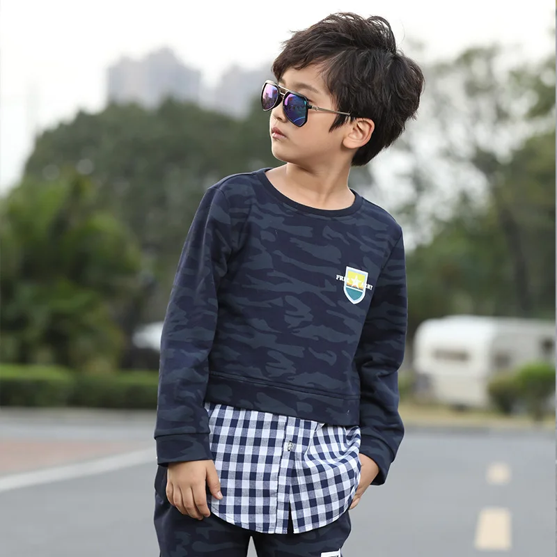 Детский комплект одежды для мальчиков костюм из 2 предметов толстовка с фальш