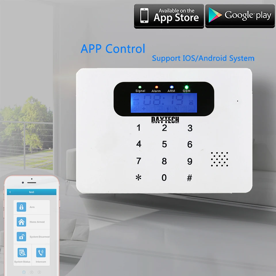 DAYTECH Беспроводная GSM сигнализация комплект Детектор движения датчик охранная сигнализация система домашней безопасности аудио/домофон управление приложением