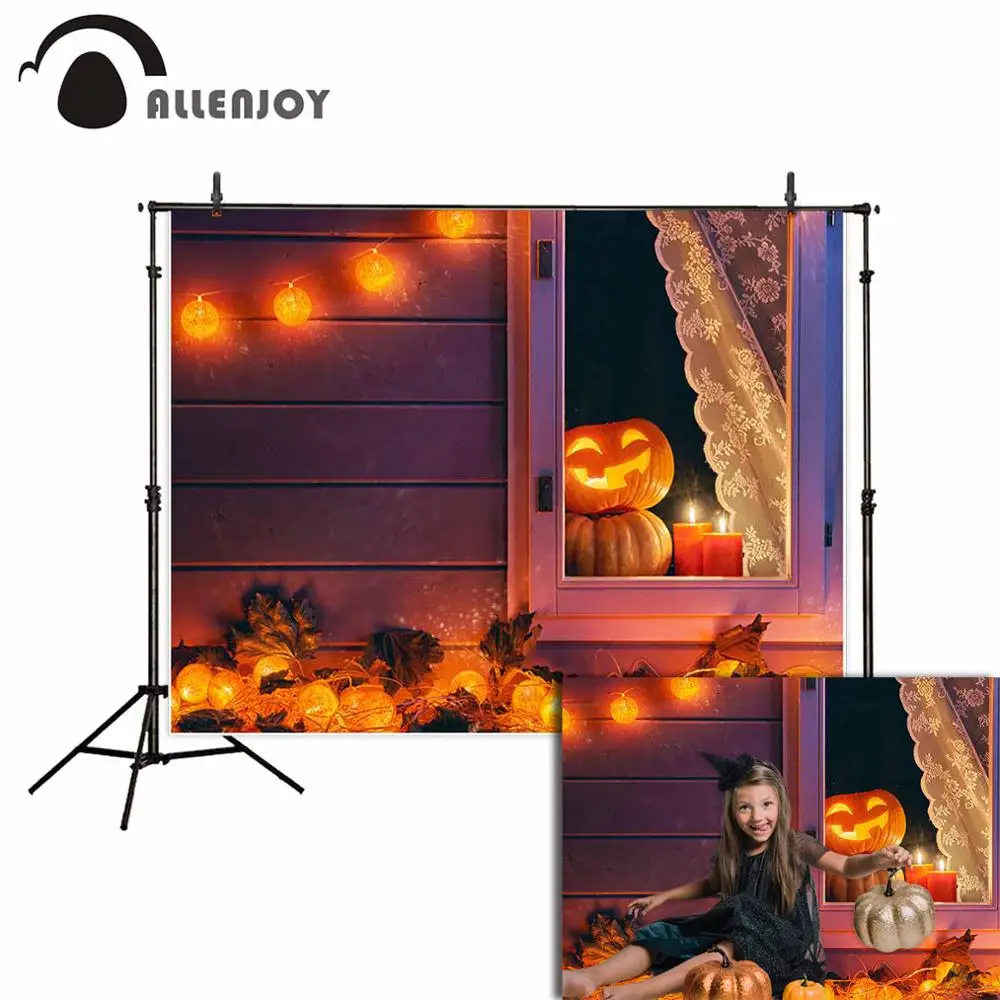 

Allenjoy хэллоуин фотография ночной Уличный дом свет окно Тыква свеча фотографический фон фотосессия