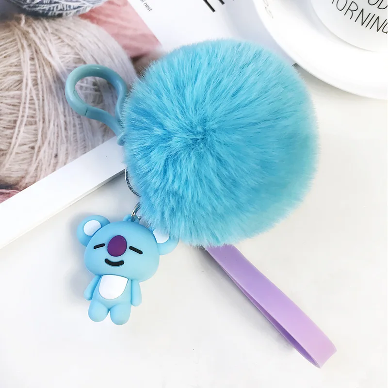 1 шт. BT21 Bombom меховой шарик плюшевый брелок для ключей вечерние сувениры для гостей Дети День Рождения Вечеринка детский душ поставка - Цвет: Бургундия