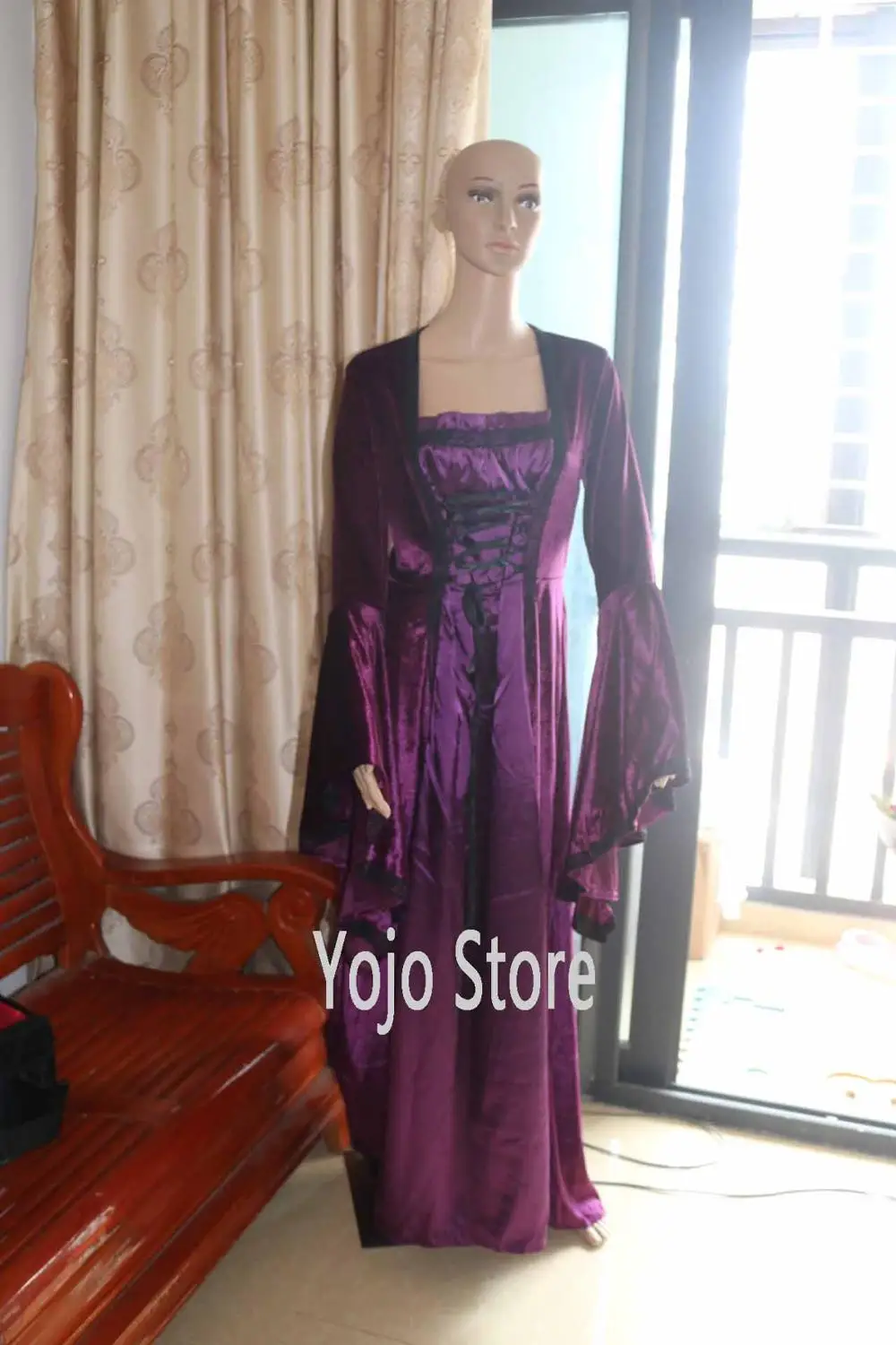 Плюс размер средневековое винтажное кельтское платье длинный рукав Suqare воротник