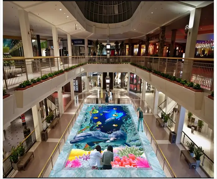 3d обои на заказ пол живопись фрески Hd 3 d океан мир Дельфин плитка фото обои|painting