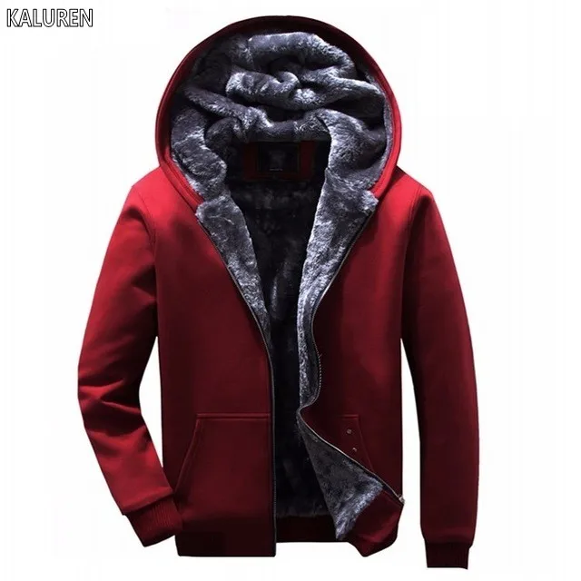 

KALUREN Free shipping Plus size european outerwearHoodies Wool Liner male M-6xl turn-down collar thermal fleece Sweatshirts