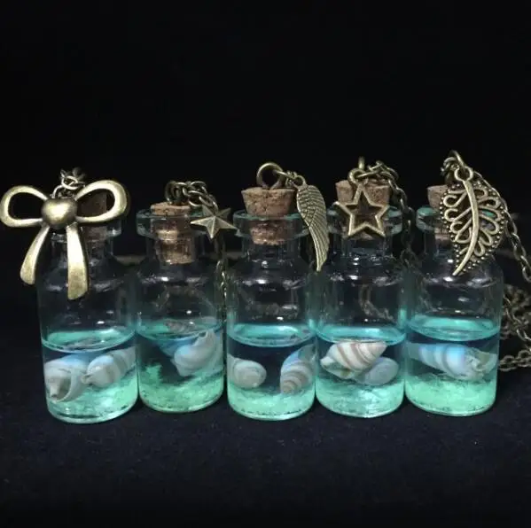 1 шт. светящееся ожерелье в виде флакона с природным океаном кулон Флакон