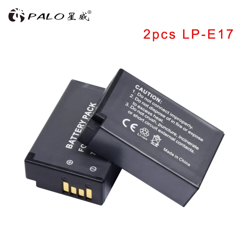 2PCS LP-E17 Battery PALO 1800 мА/ч, LP-E17 LPE17 LP E17 литий-ионный аккумулятор для цифровой однообъективной зеркальной камеры Canon EOS M3 M5 750D 760D 800D T6i T6s 8000D поцелуй X8i - Цвет: 2PCS LP-E17 Battery