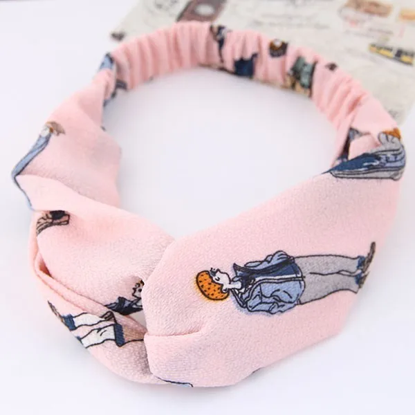 Cartoon Character Elastic Hair Accessories Wide-brimmed Cross-elastic Knot Headband Band Female Headdress | Украшения и