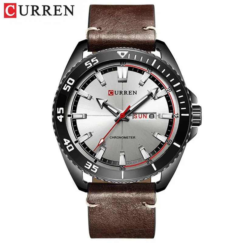 CURREN, новая мода, кожаный ремешок, мужские часы, креативный циферблат, деловые наручные часы, неделя и дата, кварцевые мужские часы, Reloj Hombre