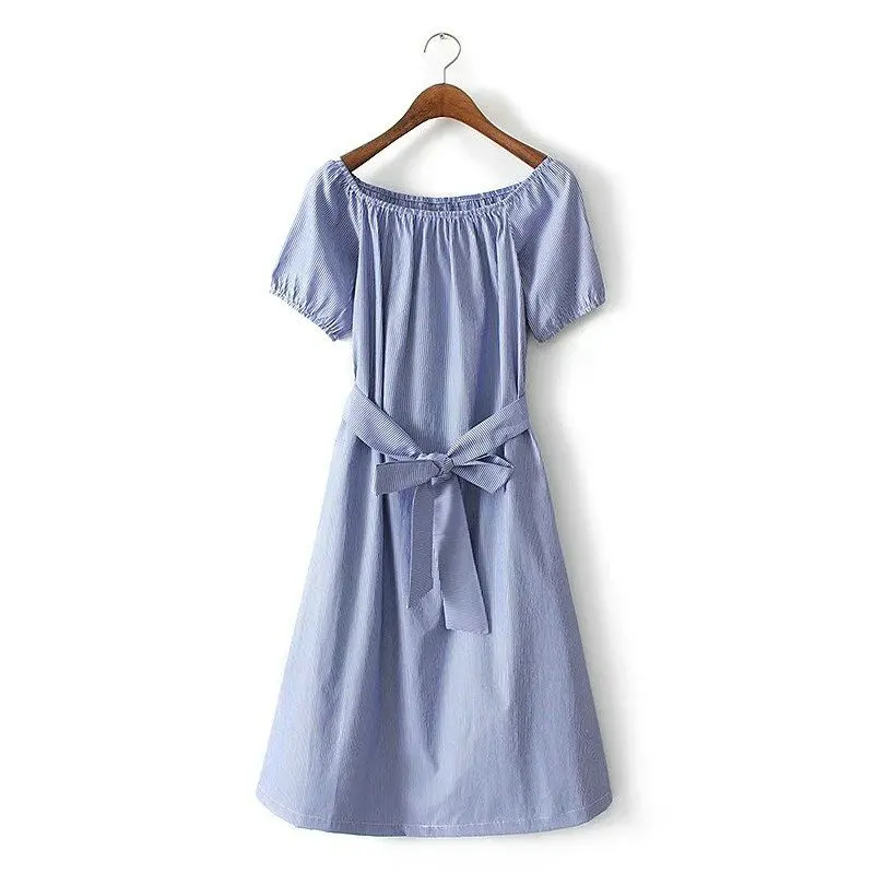 Женское платье с поясом Повседневное коротким рукавом и карманами QZ2429|vestidos f|vestidos